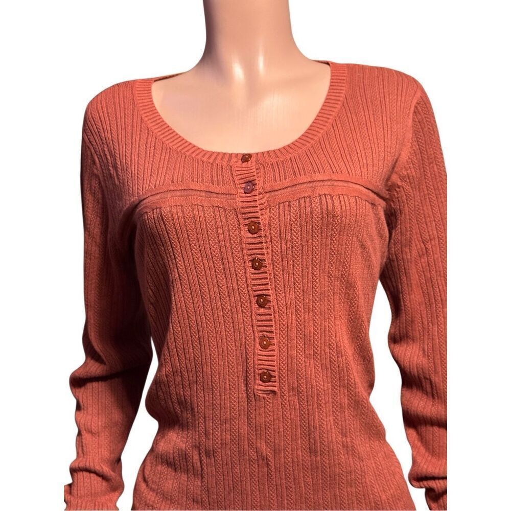 Pulp long sleeve henley cinnamon ribbed shirt top XL